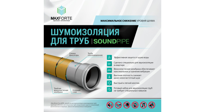 Sound insulation for pipes MaxForte SoundPIPE